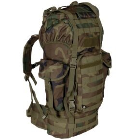 MFH batoh bojový MOLLE 65l polstrovaný + ALU výztuha WOODLAND