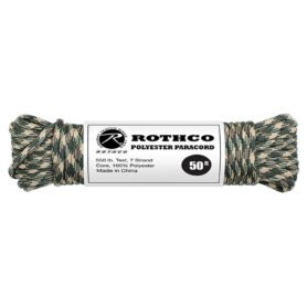 ROTHCO šňůra PARACORD polyester 550LB ø 4 mm / 15 m WOODLAND