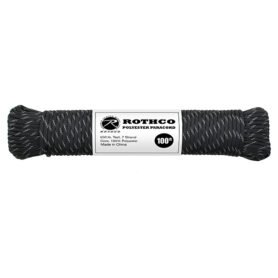 ROTHCO šňůra PARACORD polyester 550LB ø 4 mm / 30 m ČERNÁ/REFLEXNÍ nitky