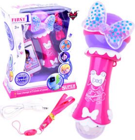 Doris Dětský mikrofon karaoke s nahráváním a světly růžový