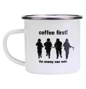 FOSCO hrnek COFFEE FIRST! smaltovaný 300 ml BÍLÝ