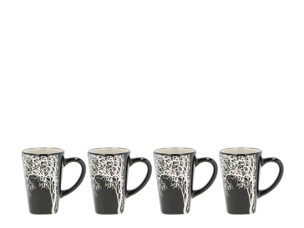 Villa Collection Hrnek na espresso se stromem Hela Black 0,1l (set 4 ks)