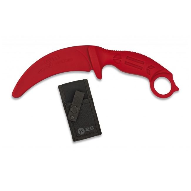 K25 nůž cvičný KARAMBIT gumový s pouzdrem ČERVENÝ