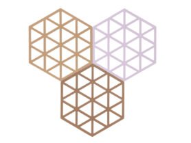 Zone Denmark Sada silikonových podložek pod horké Triangles (3 ks) Light Terracotta/Lupine/Almond