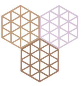 Zone Denmark Sada silikonových podložek pod horké Triangles (3 ks) Light Terracotta/Lupine/Almond