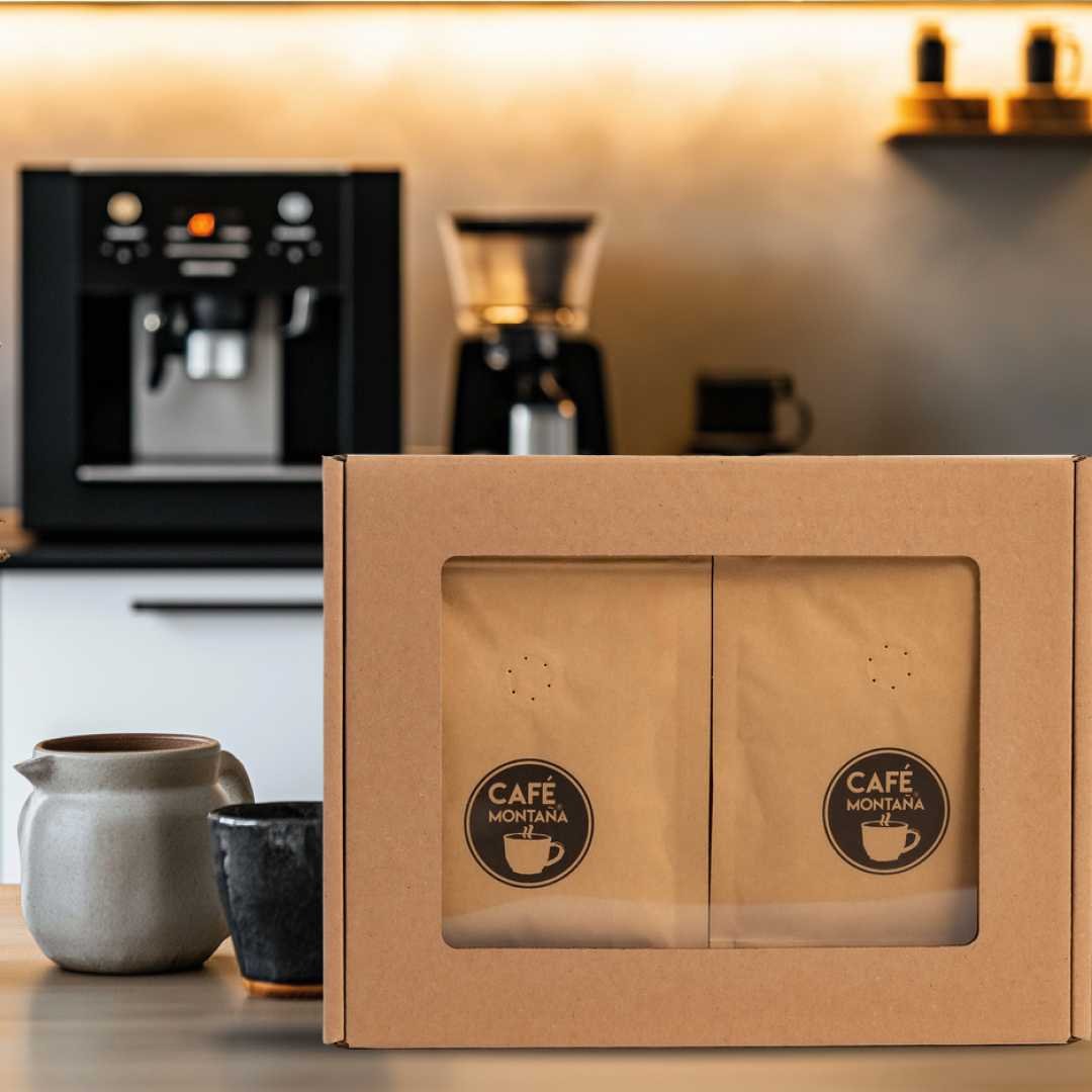 Café Montaña dárková sada 4 káv na espresso, zrnková káva, 4x 100 g: Eño Ñuño, Fazenda Sertao, Fuerte Espresso a Espresso směs 70÷30