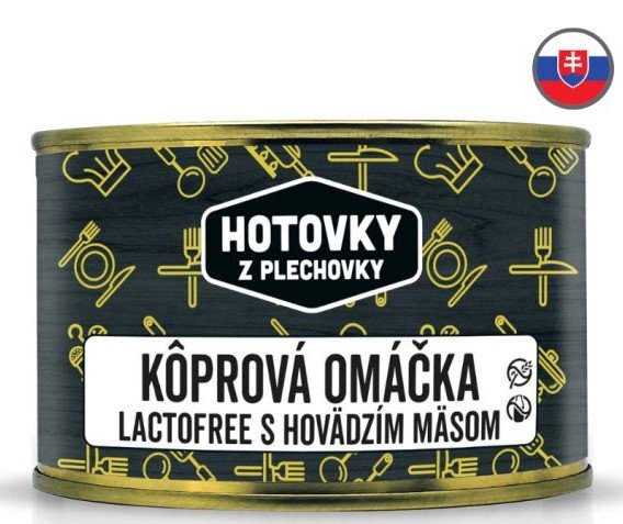 HOTOVKY Z PLECHOVKY Koprová omáčka s hovězím masem, bez lepku a mléka Varianta: 400 g