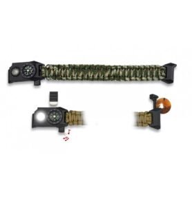 Albainox náramek paracord s kompasem, píšťalkou a svítilnou CAMO