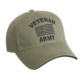 ROTHCO čepice VINTAGE VETERAN ARMY s US vlajkou ZELENÁ