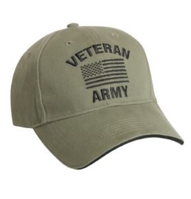 ROTHCO čepice VINTAGE VETERAN ARMY s US vlajkou ZELENÁ