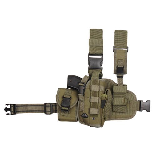 101INC pouzdro pistolové stehenní se zásobníky pravé ZELENÉ