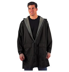 Bunda nepromokavá s kapucí PVC ČERNÁ/ZELENÁ vel. XL