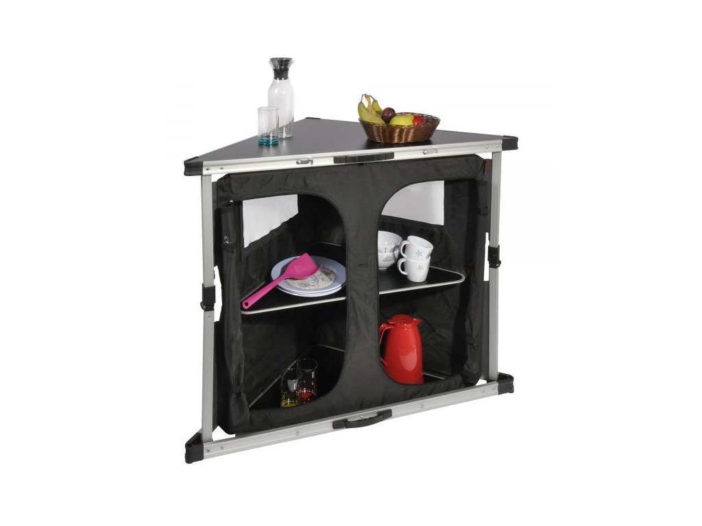 Kempingová skříňka ISABELLA Barva: Tmavě šedá, Model: Rohová skříňka