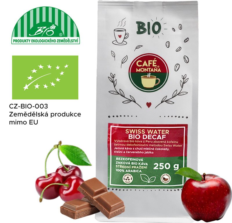 Café Montaña Bio Swiss Water Decaf, mletá bio káva bez kofeinu Velikost balení: 250g, Hrubost mletí: Espresso