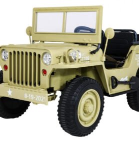 Dětský elektrický vojenský jeep willys 4x4 24V, 4x90W béžový