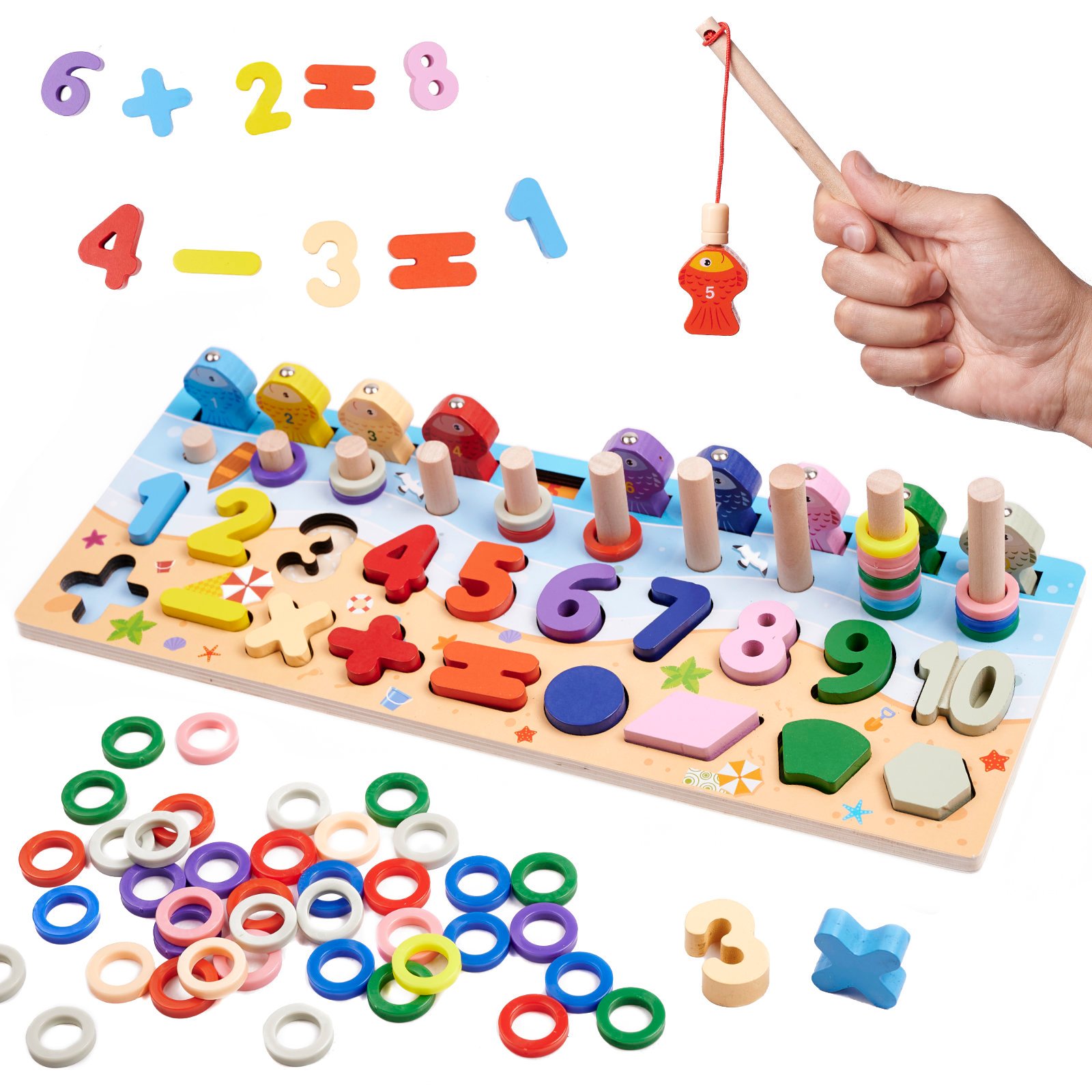 Tomido Dřevěné počítadlo s rybolovem