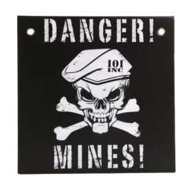 101INC cedule plastová DANGER! MINES! ČERNO/BÍLÁ