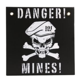101INC cedule plastová DANGER! MINES! ČERNO/BÍLÁ