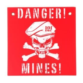 101INC cedule plastová DANGER! MINES! ČERVENO/BÍLÁ