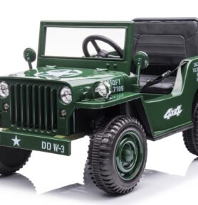 Dětský elektrický vojenský jeep willys SMALL 4x4 tmavě zelený