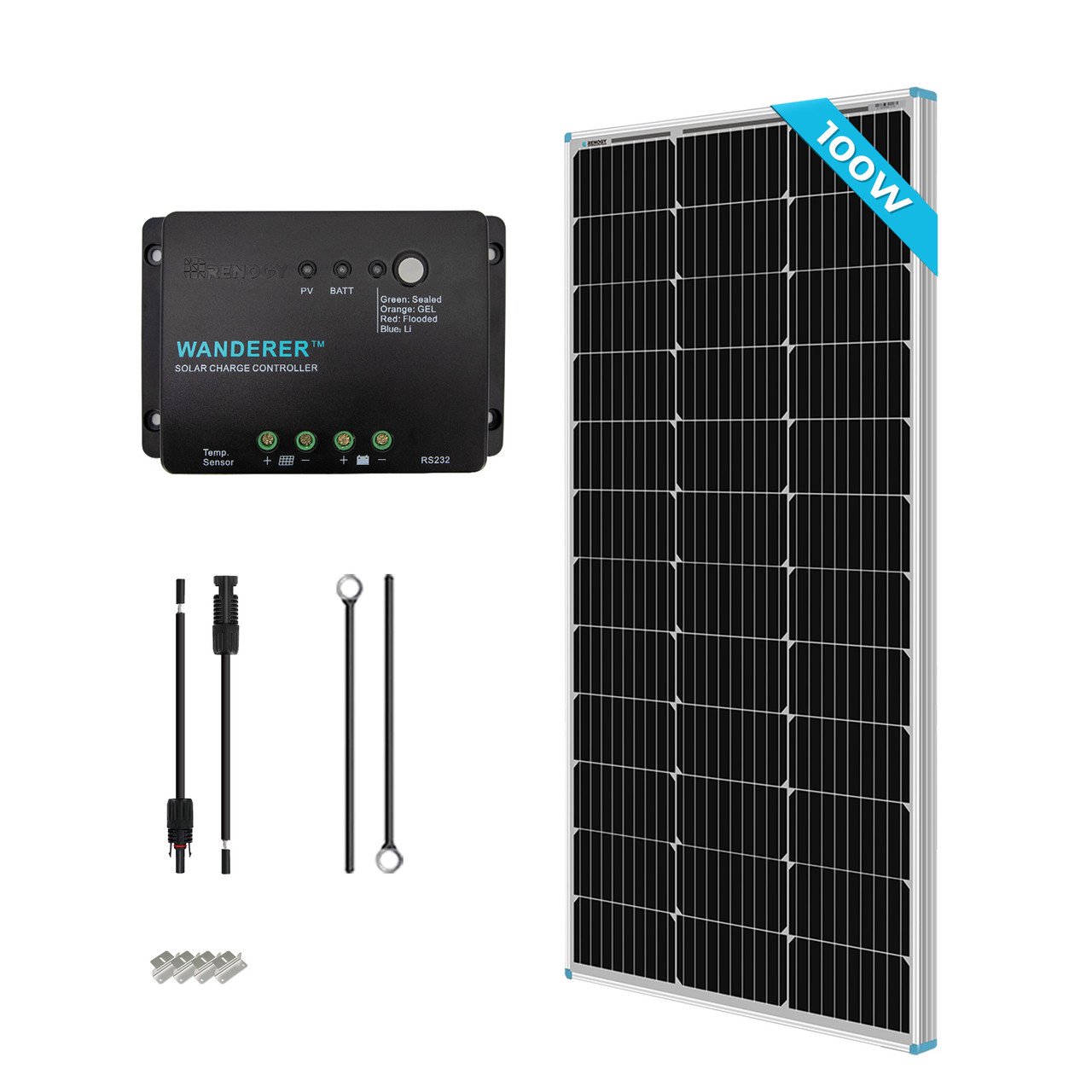 Renogy solární set 100W 12V s 30A PWM regulátorem nabíjení
