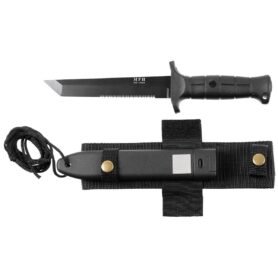 MFH nůž bojový typ KM2000 s plast/nylon pouzdrem ČERNÝ