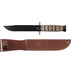 MFH nůž bojový USMC s koženou rukojetí a pouzdrem HNĚDÝ