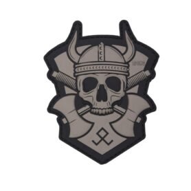 101INC nášivka 3D plastová VIKING WITH HATCHET ŠEDÁ