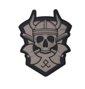 101INC nášivka 3D plastová VIKING WITH HATCHET ŠEDÁ
