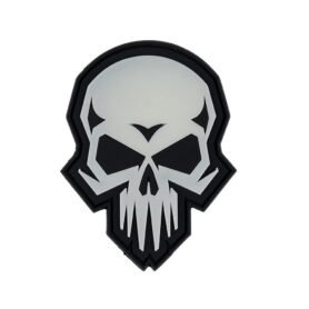 101INC nášivka 3D plastová PSYCHO SKULL velcro GLOW IN THE DARK