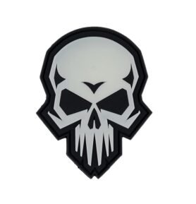 101INC nášivka 3D plastová PSYCHO SKULL velcro GLOW IN THE DARK