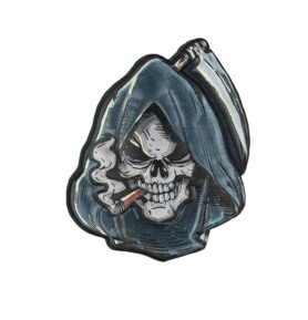 101INC nášivka 3D plastová LEBKA - GRIM REAPER velcro