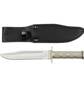 FOX Outdoor nůž na přežití celokovový s pouzdrem STŘÍBRNÝ