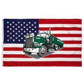 Vlajka USA s kamioném TRUCK