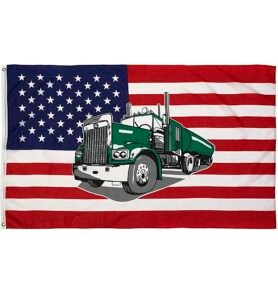 Vlajka USA s kamioném TRUCK