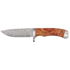 FOX Outdoor nůž "Damašek" dřevěná střenka + kožené pouzdro