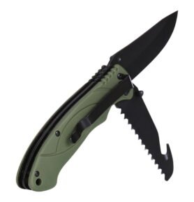 FOSCO nůž zavírací BUSHCRAFT multifunkční ZELENÝ