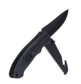 FOSCO nůž zavírací BUSHCRAFT multifunkční ČERNÝ