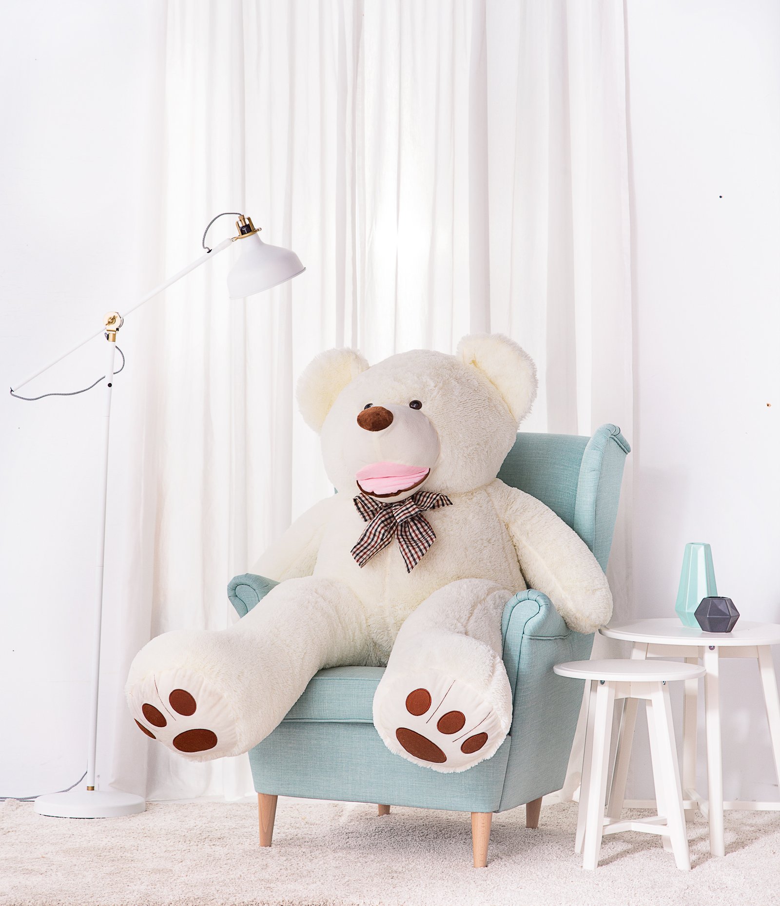 Velký medvěd XXL plyšák 160 cm bílý