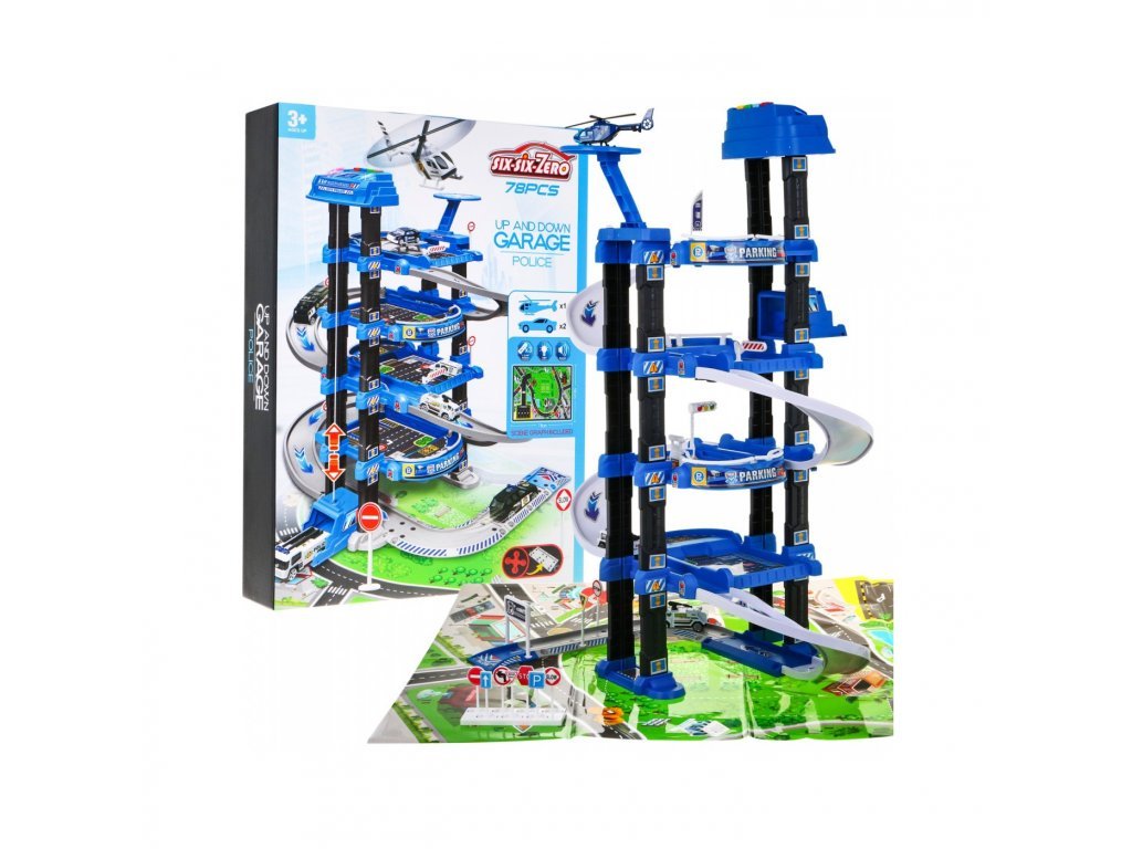 Tomido Vícepodlažní garáž s hrací podložkou Policie
