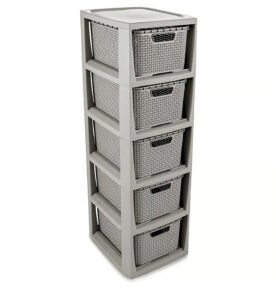 Šedý regál s 5 šuplíky Rattan BRANQ