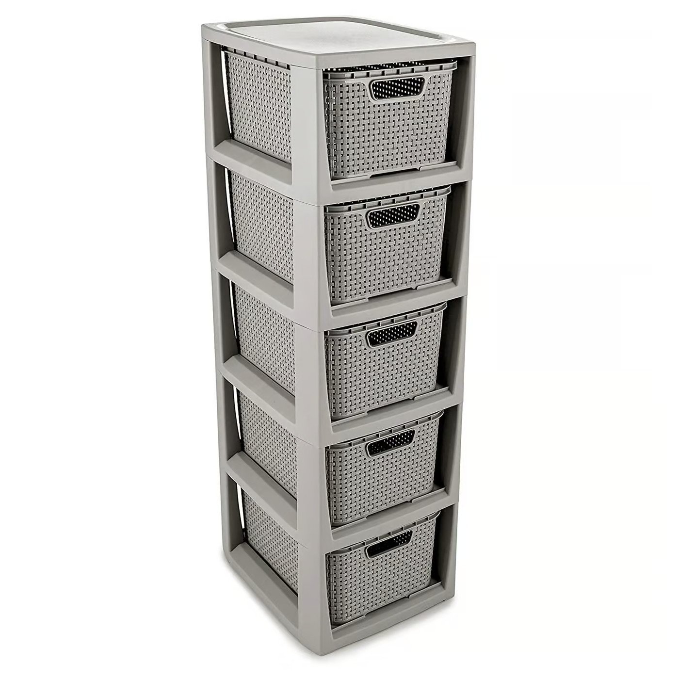 Šedý regál s 5 šuplíky Rattan BRANQ