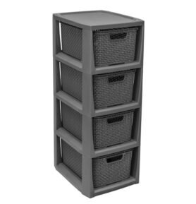 Regál se 4 šuplíky Rattan Antracit BRANQ