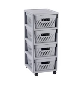 Ažurový regál se 4 šuplíky Infinity Grey 30 x 36 x 69 cm CURVER