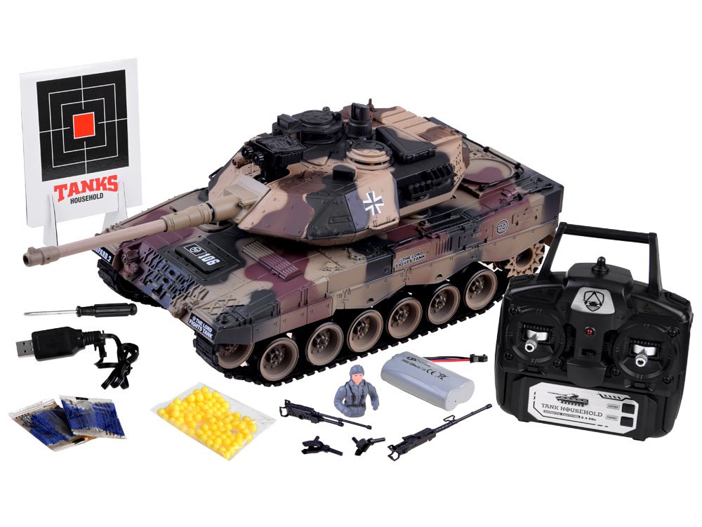 RC Tank Leopard s dálkovým ovládáním 1:18 šedý