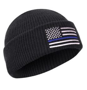 ROTHCO čepice DELUXE pletená US vlajka s modrou linkou ČERNÁ