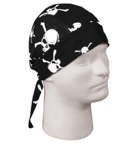 ROTHCO šátek HEADWRAP SKULL & CROSSBONE ČERNÝ