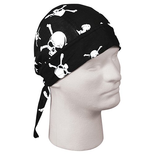 ROTHCO šátek HEADWRAP SKULL & CROSSBONE ČERNÝ