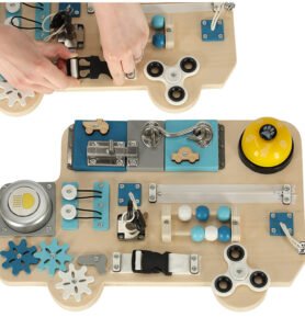 Smyslová dřevěná manipulační deska LULILO Buso modrá