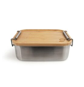 Origin Outdoors box na jídlo nerezový s prkénkem Lunchbox Bamboo-Clip